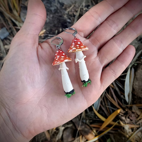 Handmade Amanita Muscaria Earrings Mushroom Earrings toadstool Earrings. Fly Agaric Amanita Muscaria Mushroom Fungi Etsy