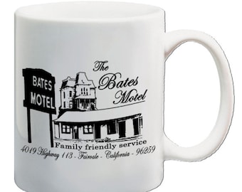 The Bates Motel - Drinking Mug - Printed On Both Sides Classic Vintage Movie 1960 Coffee Cup Birthday Christmas Fathers Day