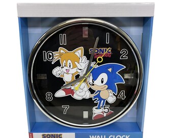 Sonic The Hedgehog and Tails Wall Clock Gaming Decor for Kids Room Retro Video Game Collector Display