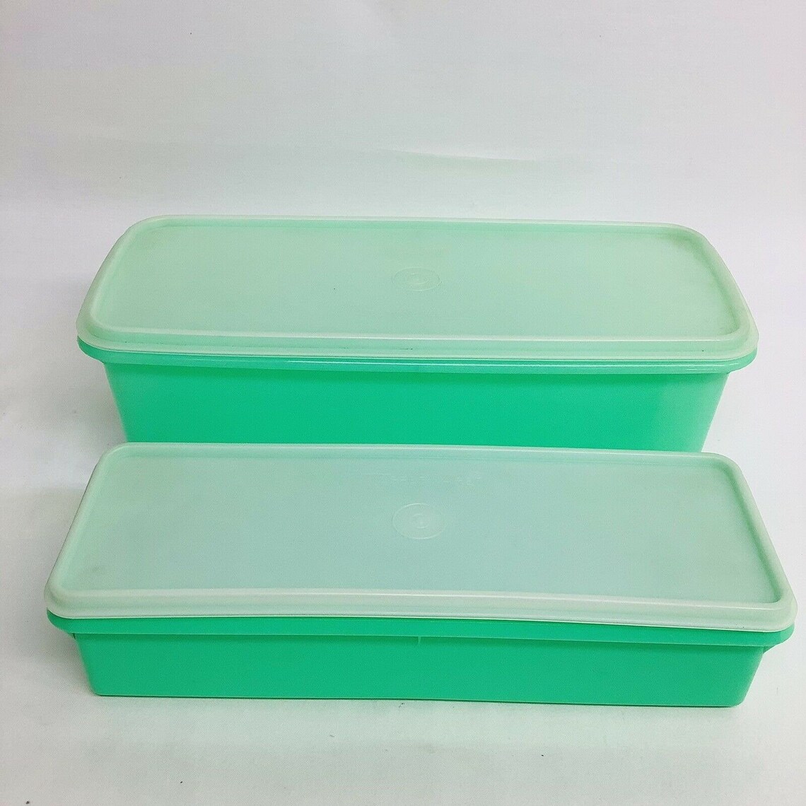 Tupperware Rectangle Jadite 2 Piece Celery Vegetable Keeper Etsy