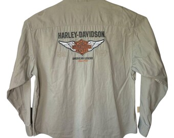 Chemise Harley-Davidson Brodée Homme Taille XL - Noir Et Orange, Coton, Manches Courtes