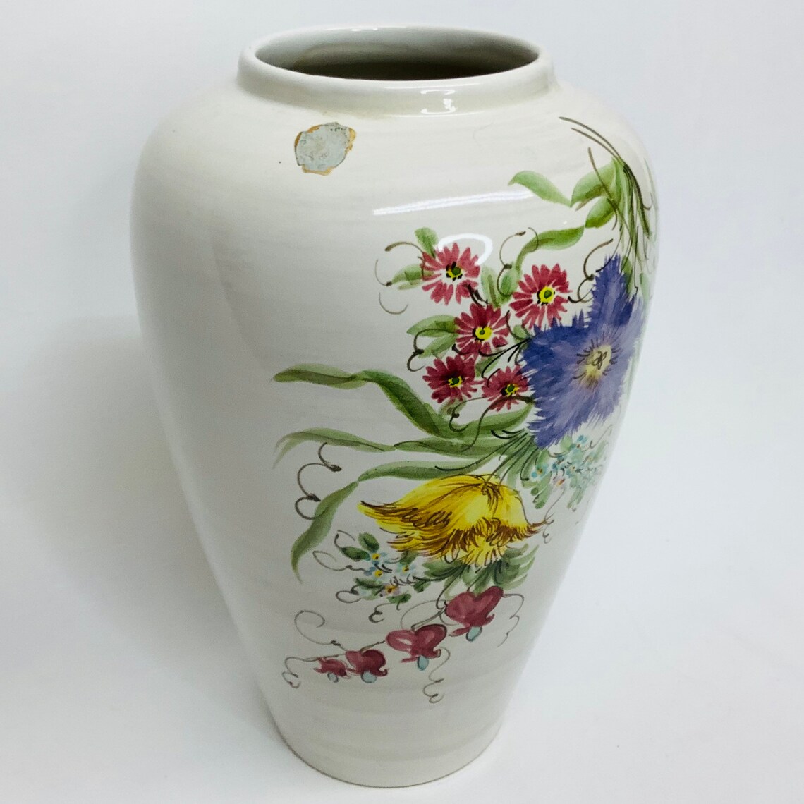 Vintage Original Ulmer Keramik Vase Floral Hand Painted Etsy