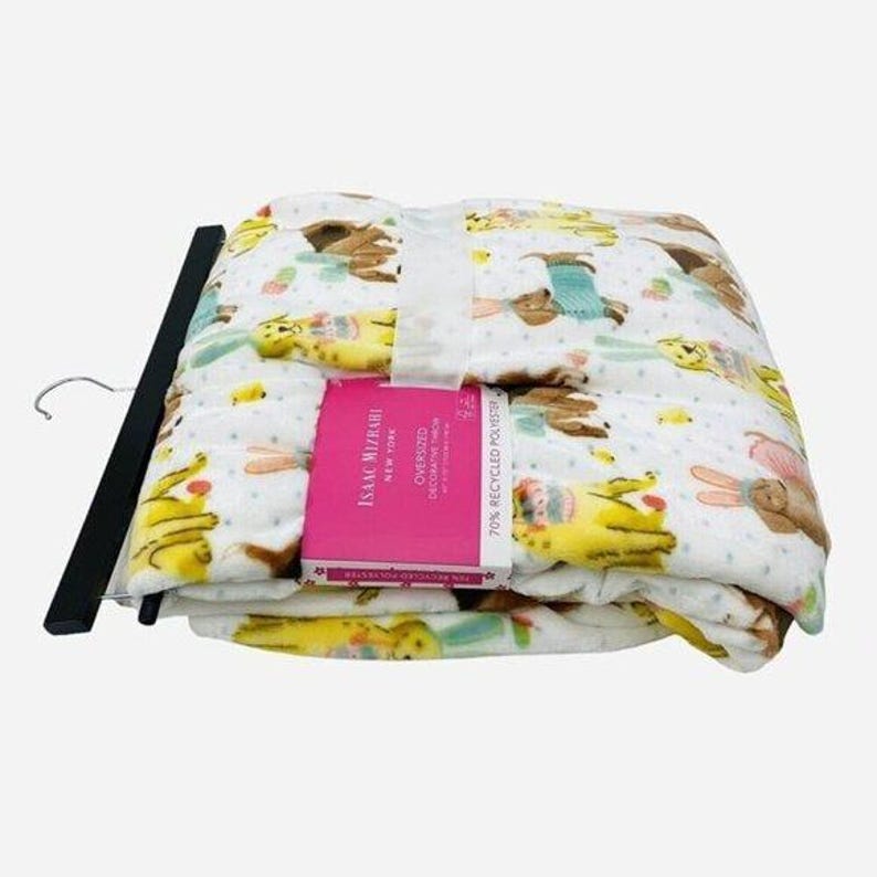 Isaac Mizrahi Puppies Dogs Oversized Plush Throw Blanket Easter Bunny
