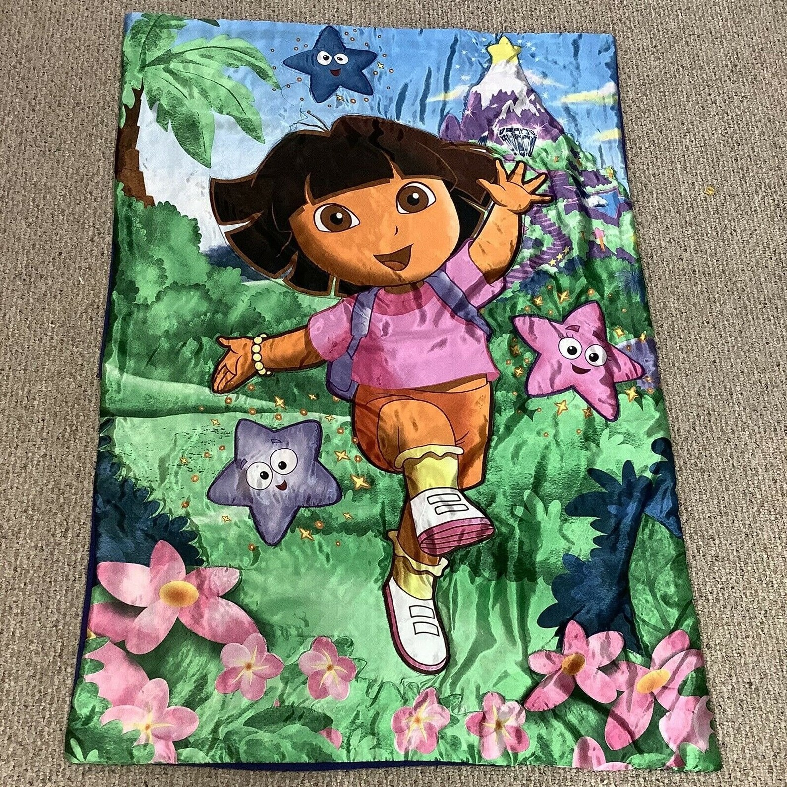 Dora The Explorer Satin Blanket Double Sided Stars Floral Etsy