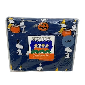 Pumpkin Halloween Twin Size Bedsheet Set Fun Kids Room Decor Glass Ball Cauldron Potion Jack Lantern Pattern