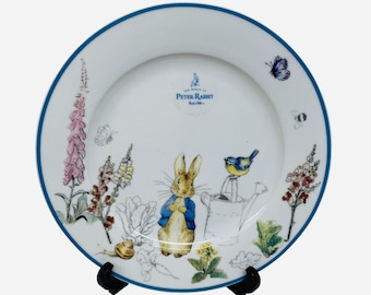 BEATRIX POTTER  Peter Rabbit 10" Porcelain Dinner Plate Spring Flower Garden