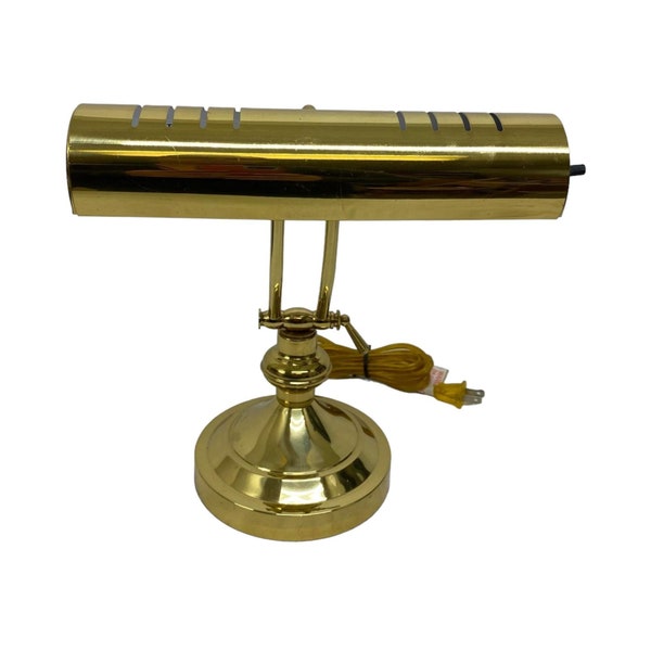 Brass Bankers Desk Lamp Portable Adjustable Light Office Piano Library Vintage