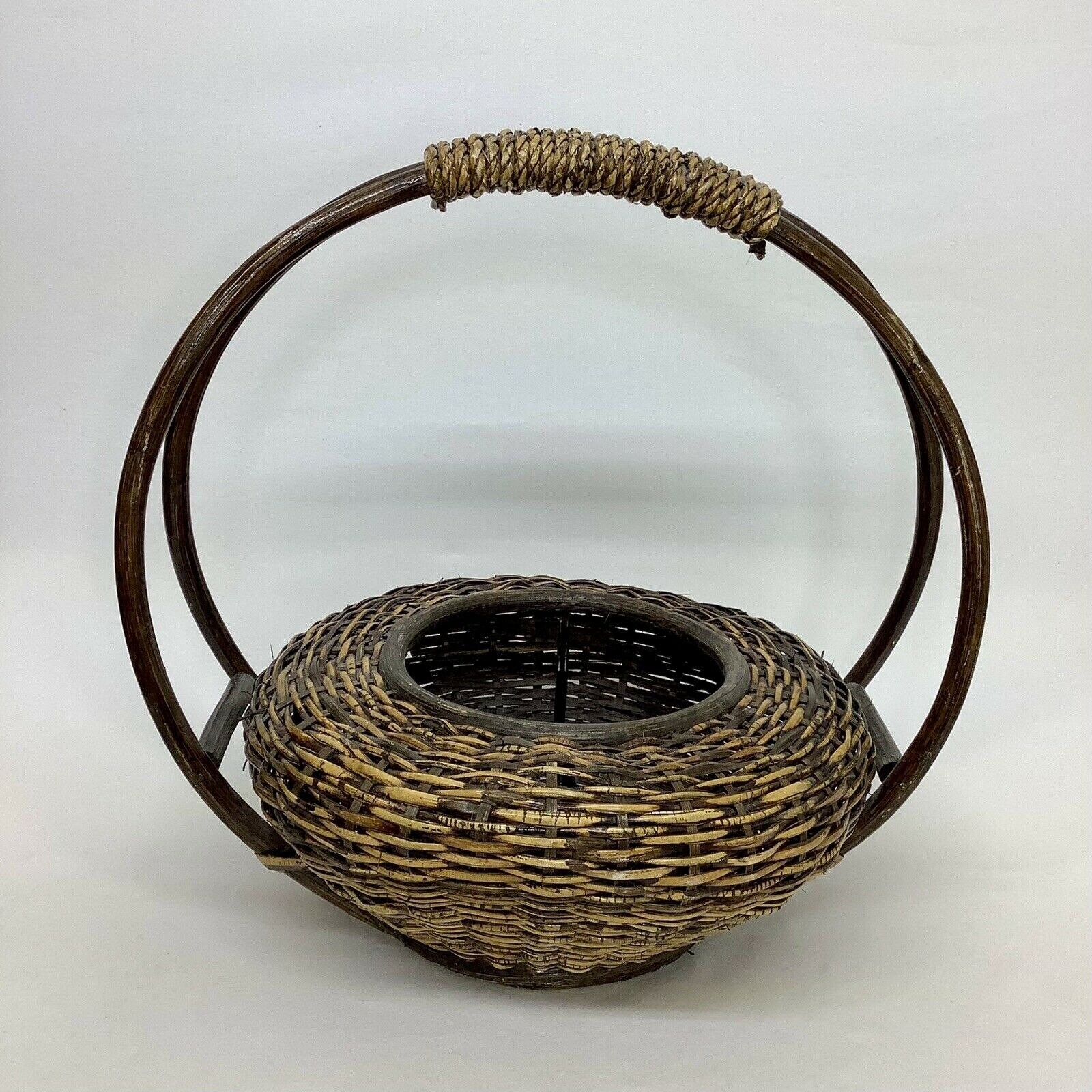 VTG WICKER BASKET 16 Large Flower Gathering Rattan Curved Etsy