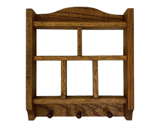 Wooden Wall Shelf Cubbies Shadow Box Knick Knack Display Pegs Farmhouse ...