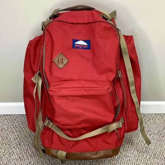 Vintage Jansport Hiking Backpack Large Red Externa