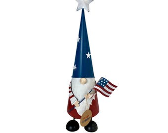 Skaczący patriotyczny metalowy kapelusz krasnala z gwiazdami i flagą Americana 4 lipca, 22 cale