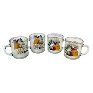 Anchor Hocking Santa Seasons Greetings Christmas Szklane kubki do kawy kubki 4 szt. zestaw