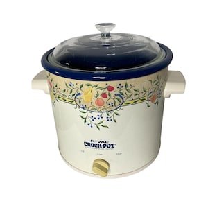 Small Floral Crock Pot Slow Cooker with Ceramic Liner