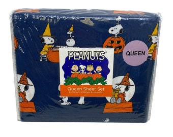 Berkshire Peanuts Snoopy Pumpkin Halloween Queen-Size-Bettlaken-Set Woodstock