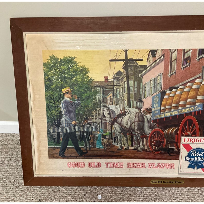 VTG Pabst Blue Ribbon Horse Drawn Beer Barrel Wagon Cardboard Etsy