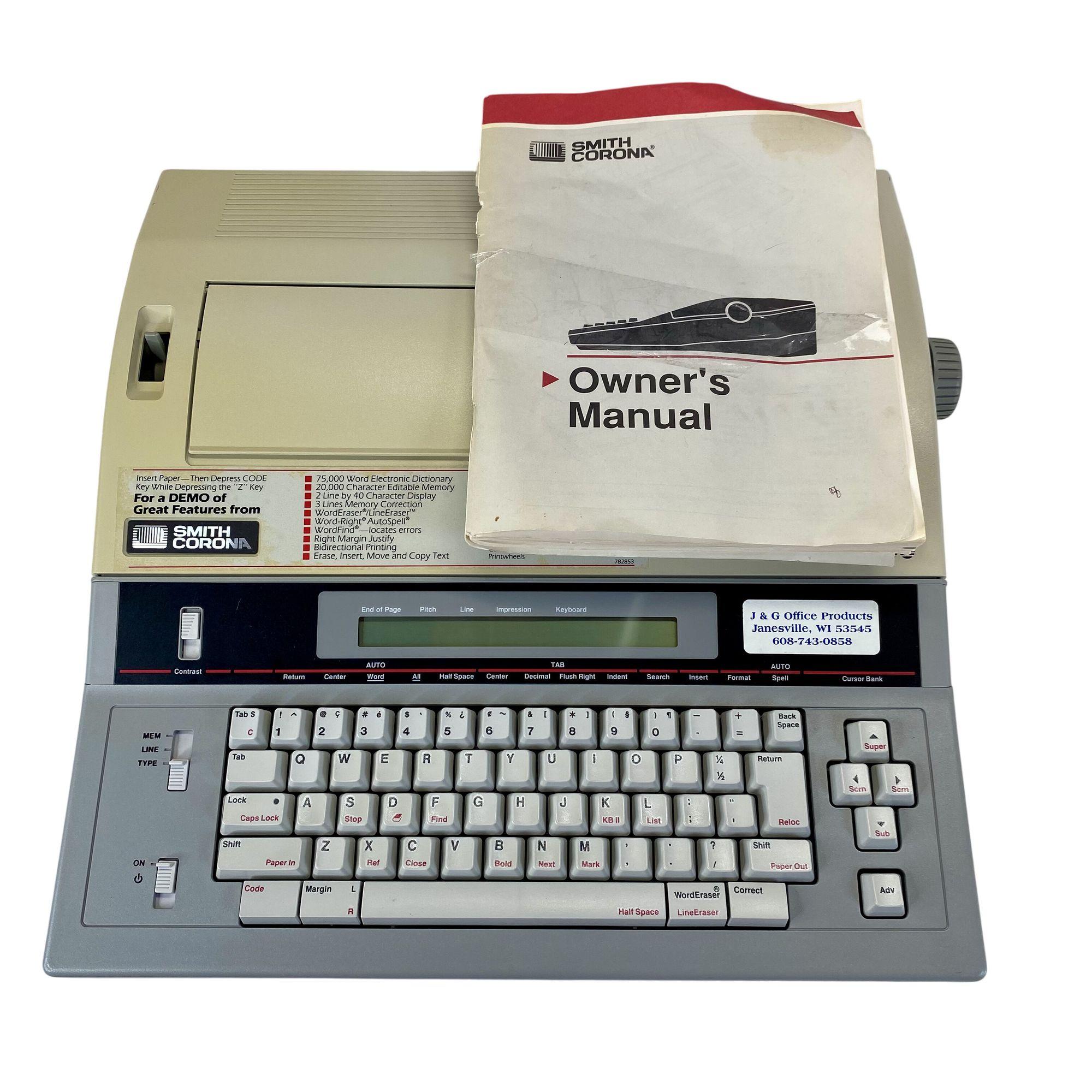 Smith Corona XD 7600 Electronic Typewriter With Manual Vintage