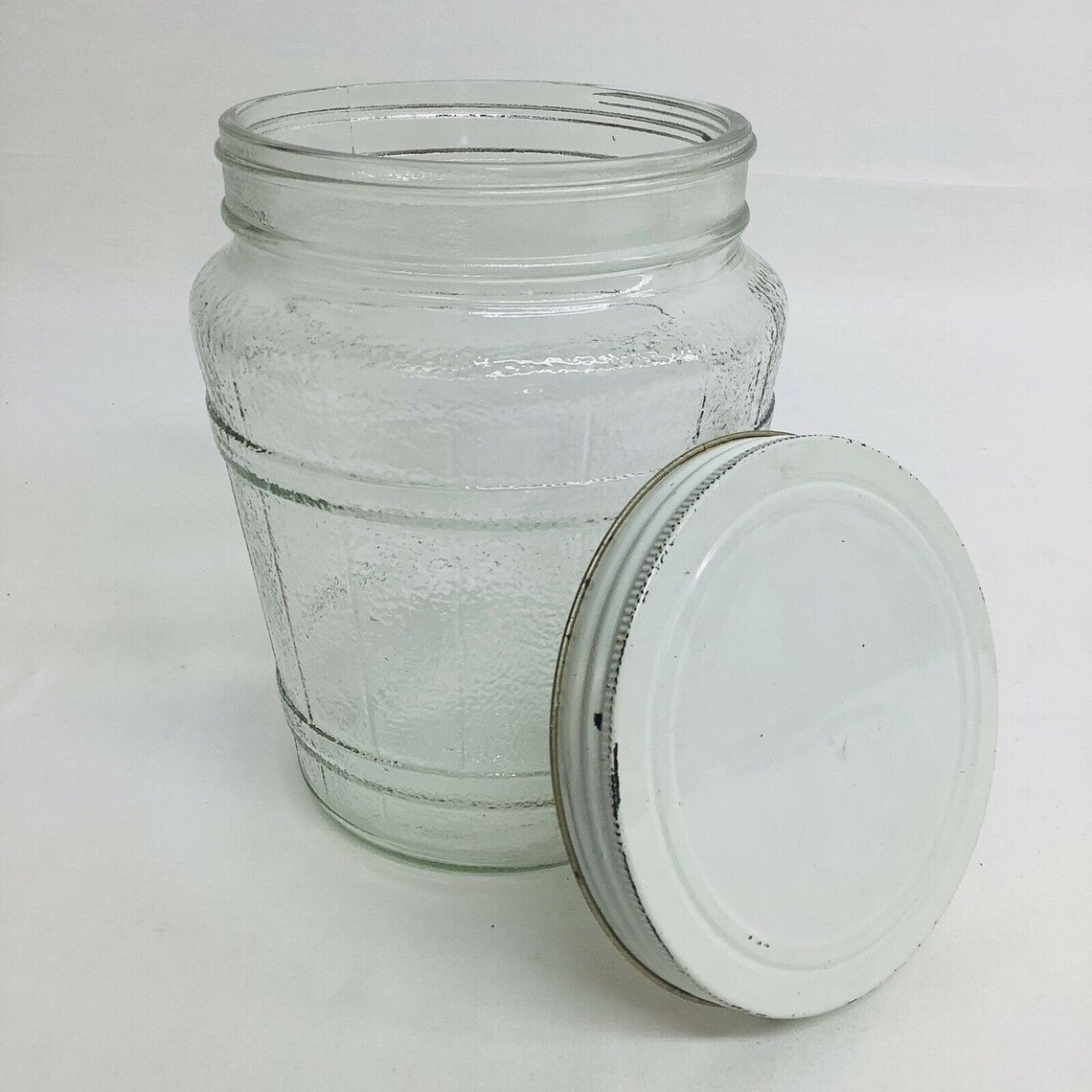 Vtg Large Glass Pickle Herring Barrel Shape Jar 64 Oz. 6 3/4 Etsy