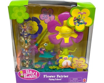 Polly Pocket Flower Fairies Flying School Playset Wind Up Flower Wand Vintage