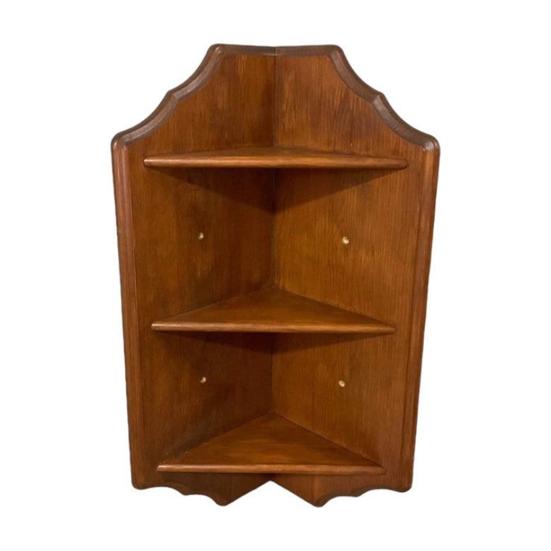 Vintage Wood Corner Shelf 3 Tier Wall Hanging Display Home Etsy