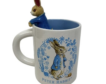 Beatrix Potter Peter Rabbit Taza de té y café Figura 3D Pascua Primavera Jardín