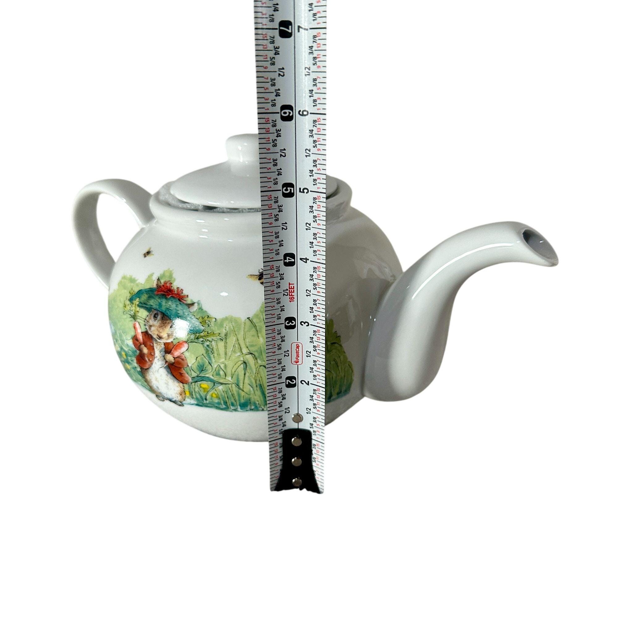 Peter Rabbit Teapot Beatrix Potter Ceramic White 5