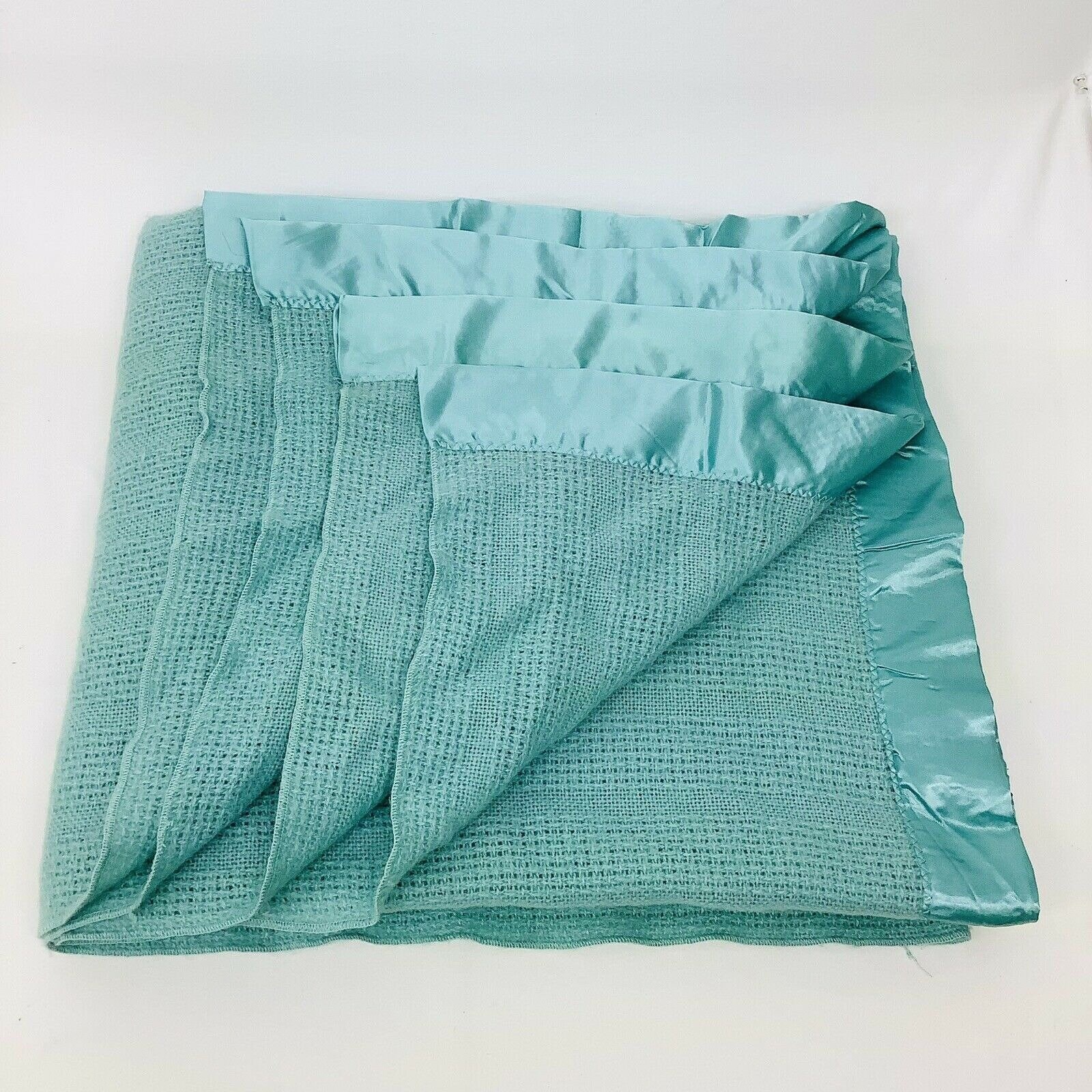 NOS VTG Faribo Waffle Weave Wool Acrylic Blanket Satin Trim Etsy