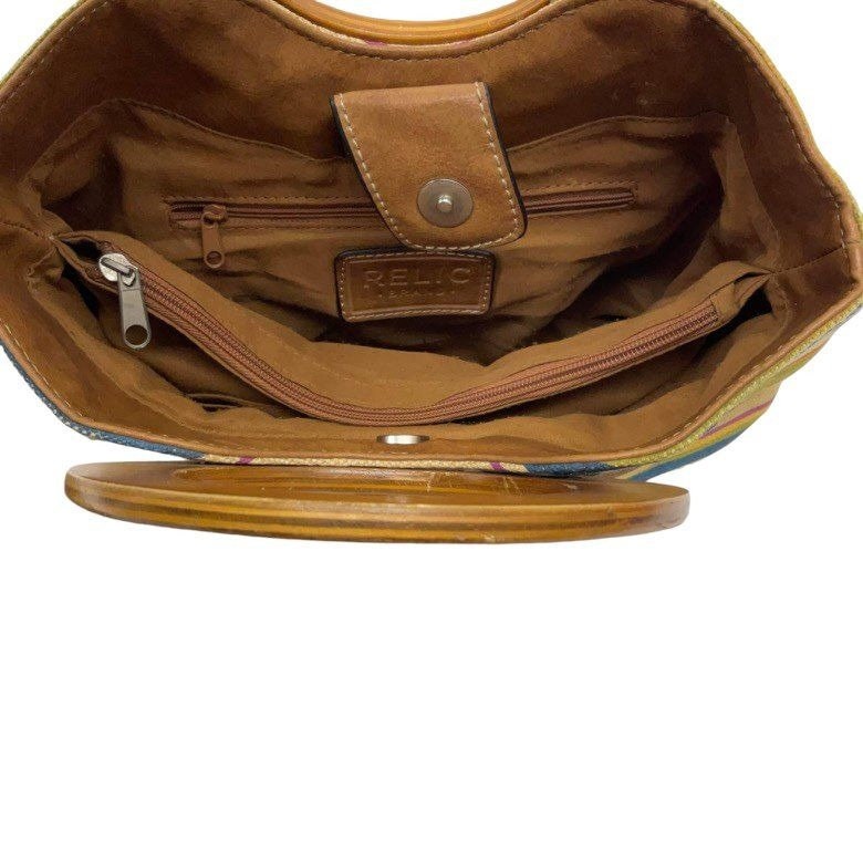Relic Brand Collection Canvas Striped Wood Handle Purse Handbag