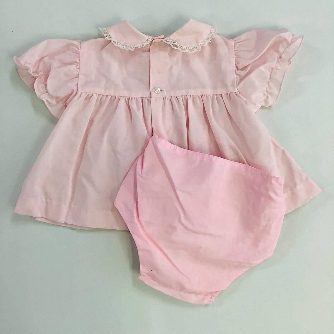 VTG 2 Pc Pink Outfit Baby Dress Bloomers 12M Lace Ruffles Etsy Canada