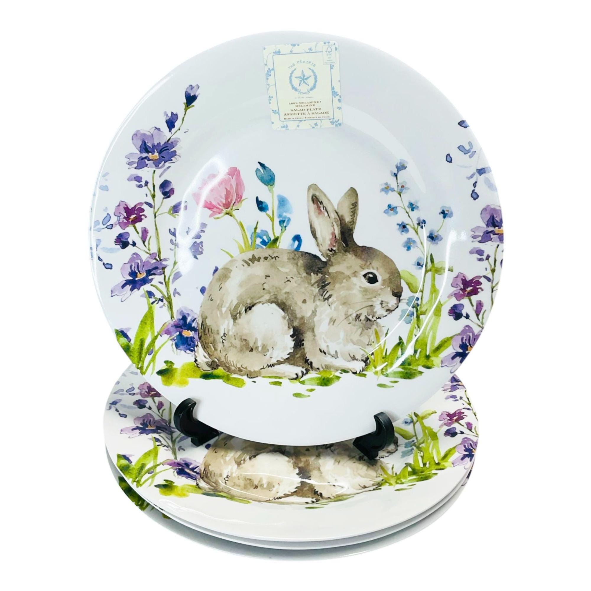 Easter Bunny Plate Melamine - Etsy Rachel Ashwell Melamine 4 Dinner Plates & 4 Salad Plates Easter Bunny Floral display picture 1