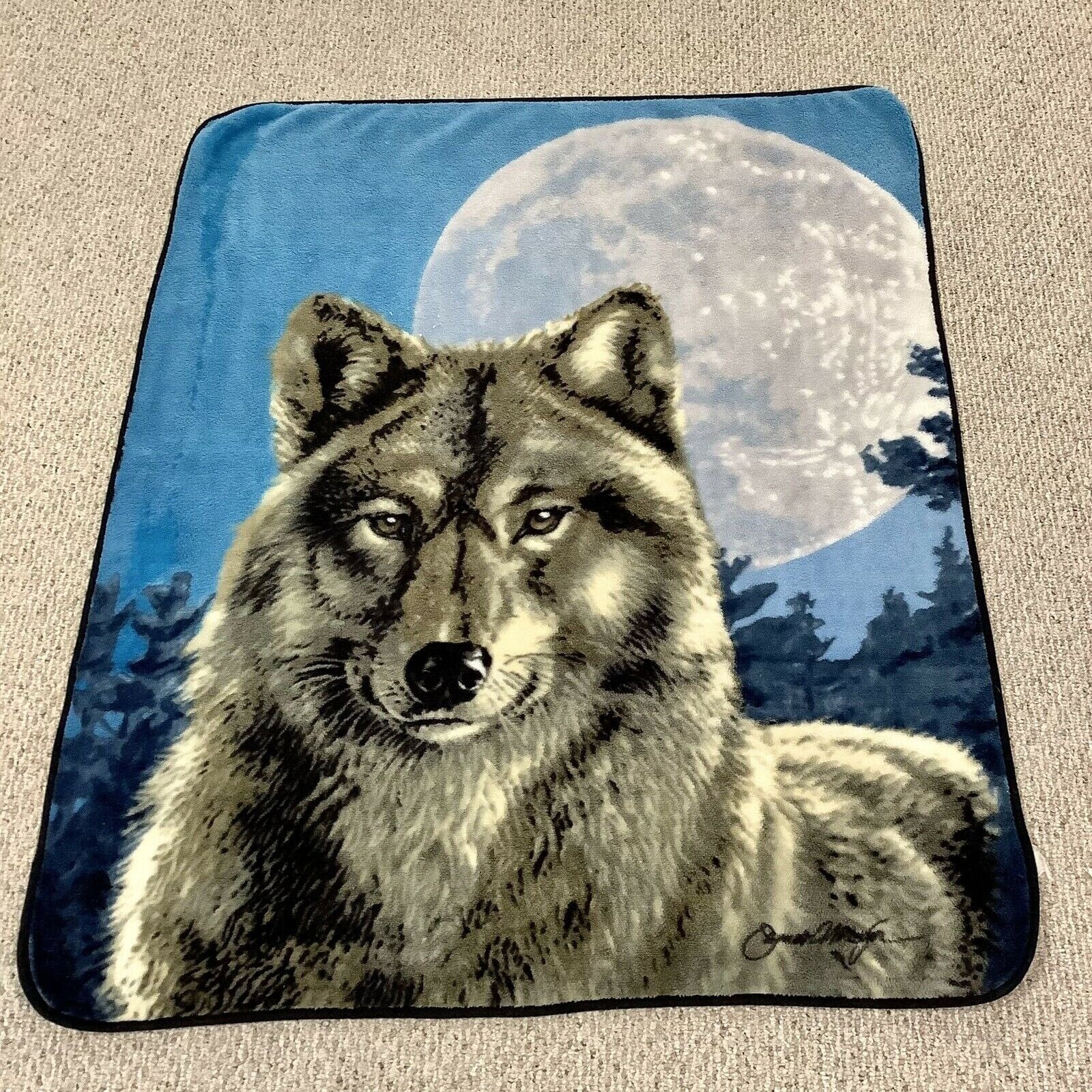 James Meger Wolf & Full Moon Fleece Blanket 48x60 Etsy