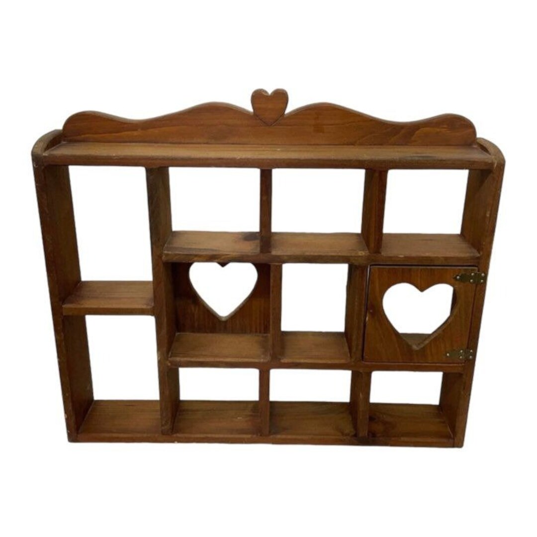 Vintage Wooden Curio Knick Knack Display Wall Shelf Rack With Etsy