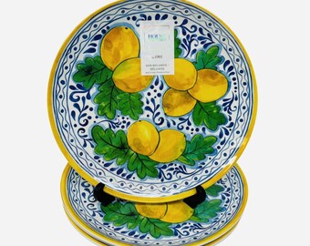 Ensemble de 4 assiettes plates en mélamine House & Garden, motif citron