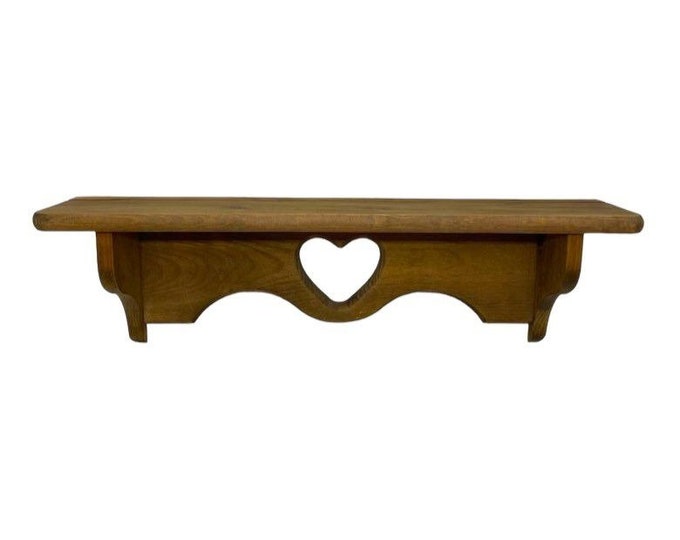 Wooden Wall Shelf Display Cabin Heart Cutout Plate Groove Home Decor