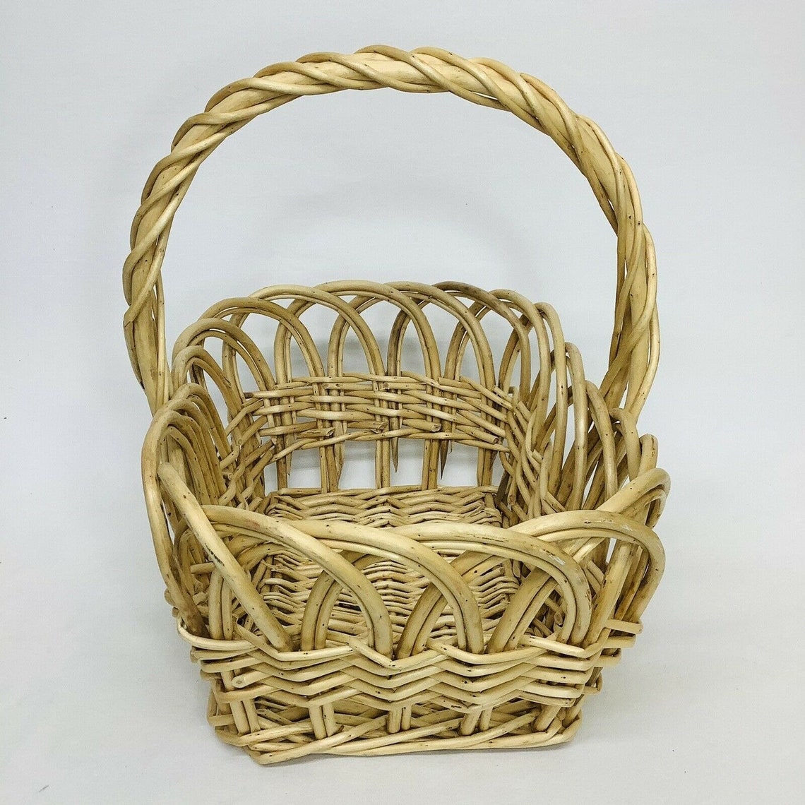 Vintage Wicker Rattan Woven Wood Flower Herb Gathering Basket Etsy