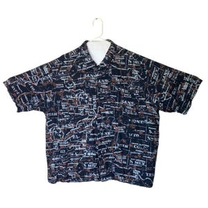 Harley Davidson Herren Button Up Camp Shirt Size 3XL AOP Staaten Straßenkarte Vintage