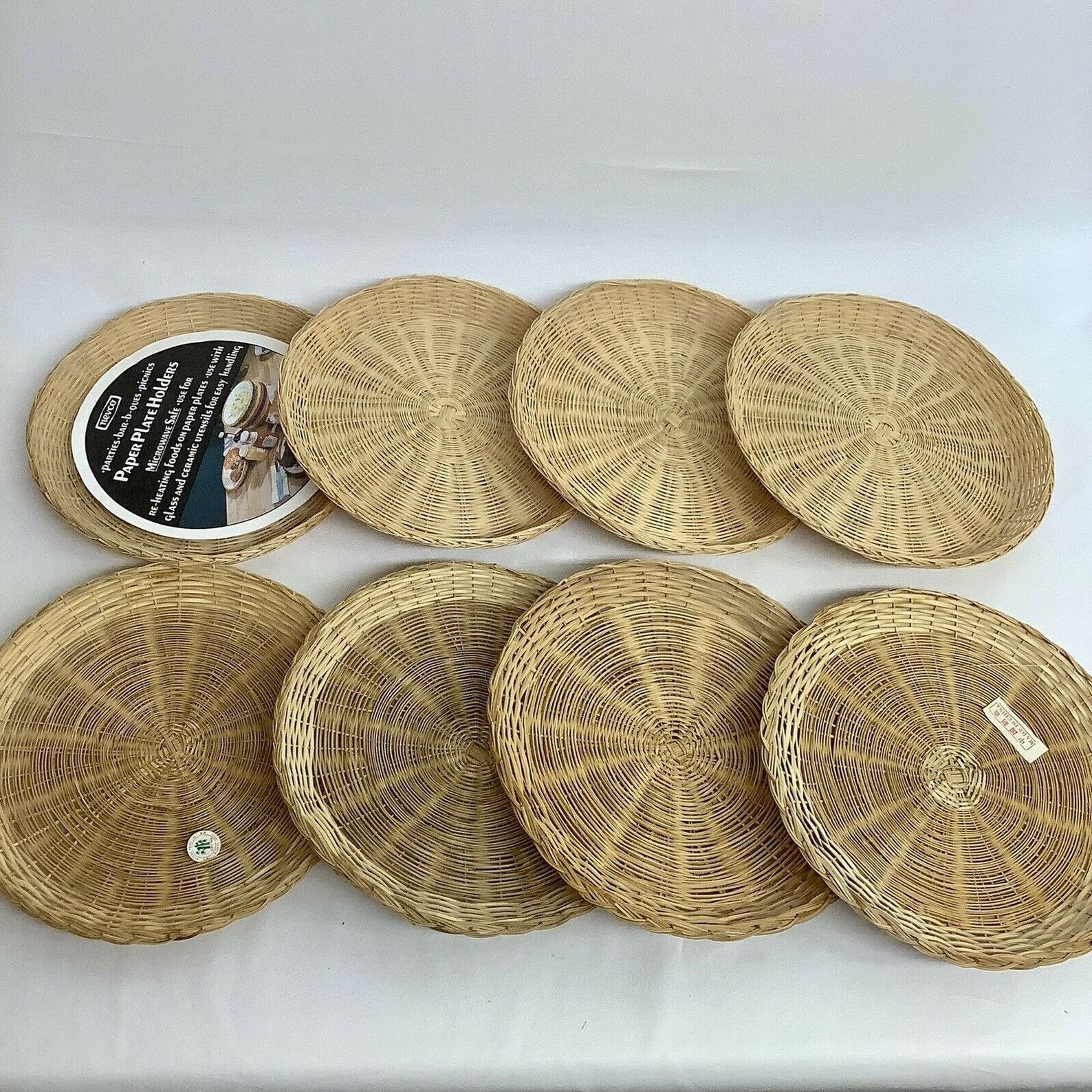 8 VTG Paper Plate Holders Rattan Wicker Bamboo 9.5 Plates Etsy