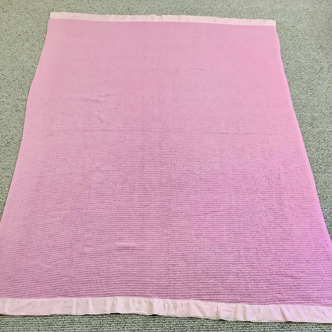 Pink 100 Acrylic Thermal Waffle Weave Satin Trim Blanket Etsy