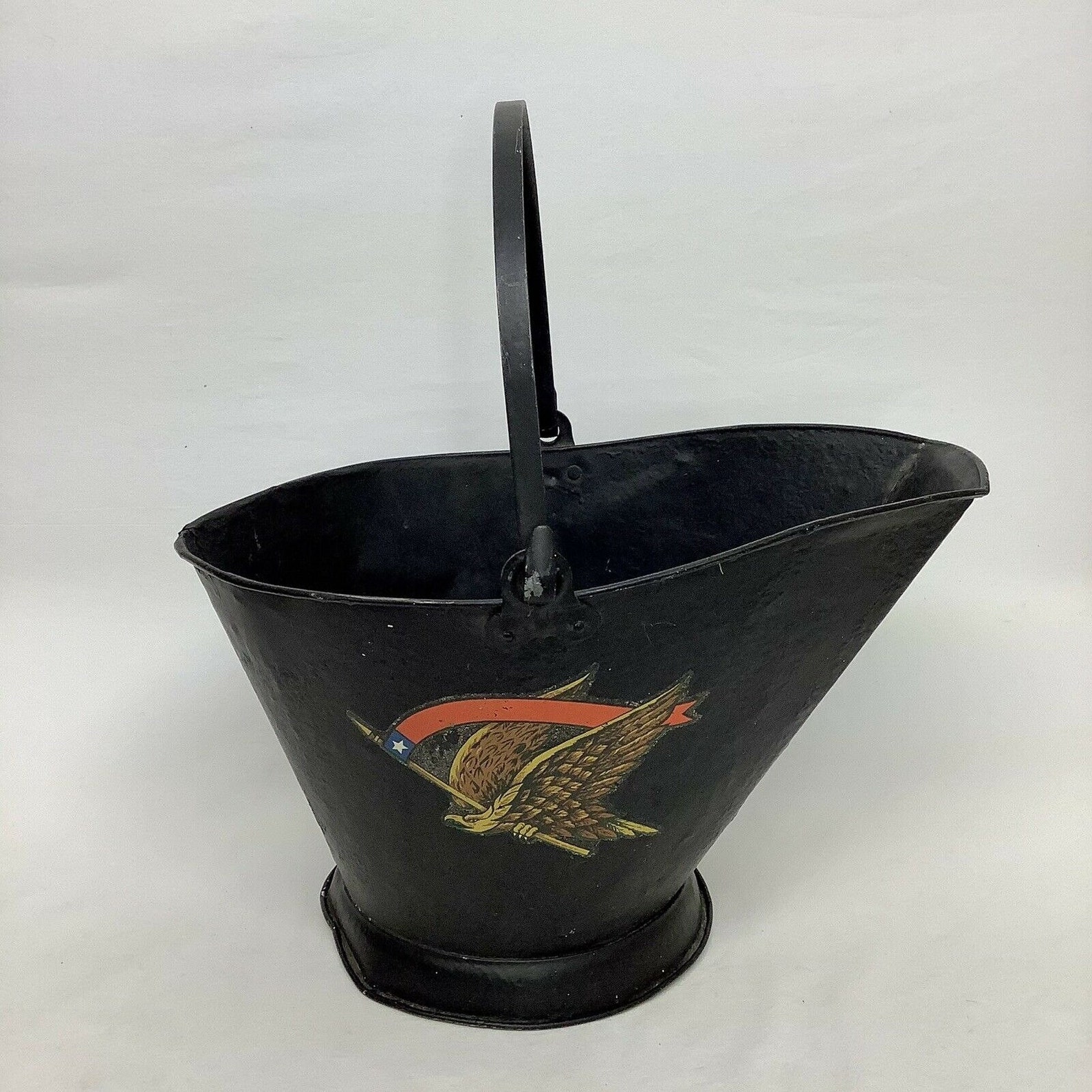 Vintage Galvanized Coal Ash Bucket Hinged Handle Fireplace Hog Etsy