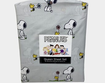 Berkshire Peanuts Snoopy & Woodstock Queen-Bettlaken-Set „Flowers Spring“.