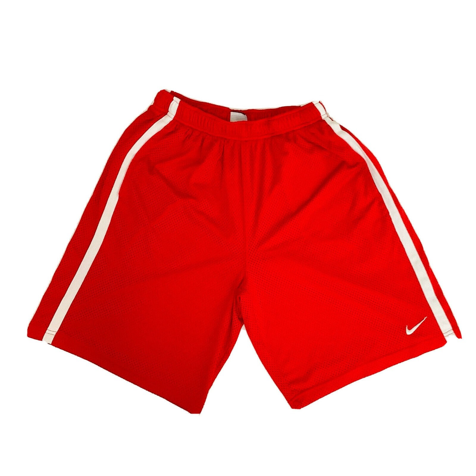 Vintage 90s Nike Size L Red & White Stripe Mesh Shorts Drawstring Training  Gym 