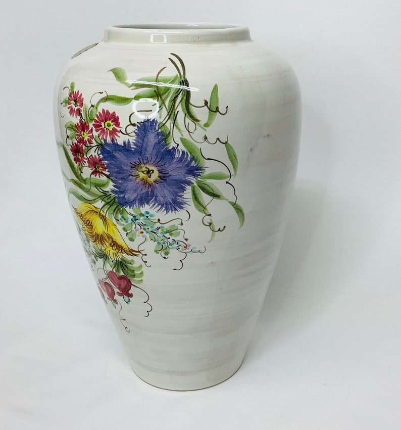 Vintage Original Ulmer Keramik Vase Floral Hand Painted Etsy