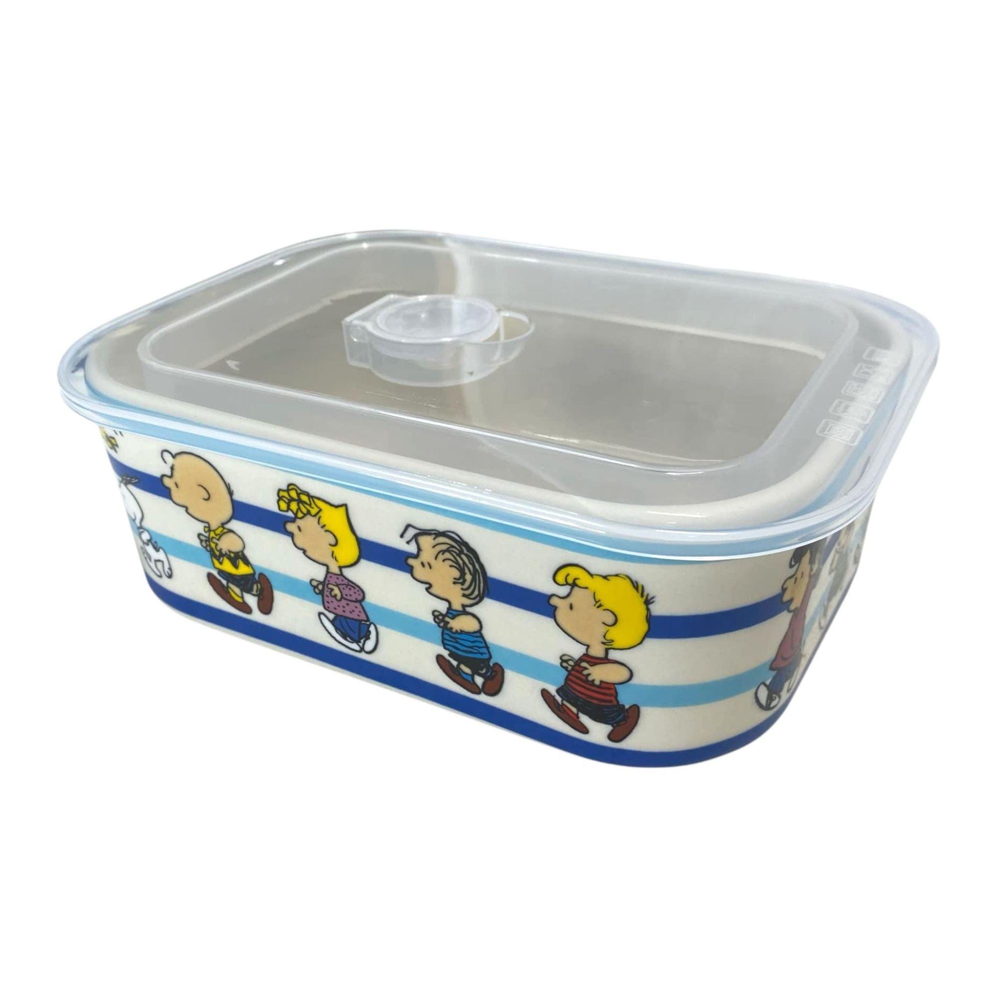 Peanuts Chow Time Snoopy & the Gang Striped Stoneware Lunch Box