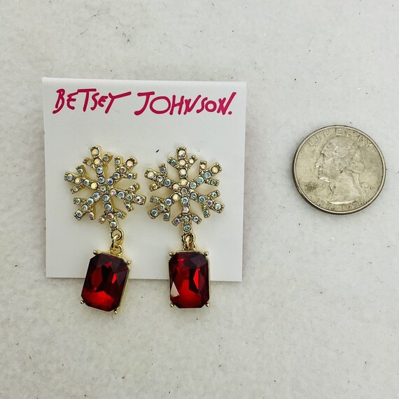 BETSEY JOHNSON NEW Snowflake & Red Crystal Sparkl… - image 2