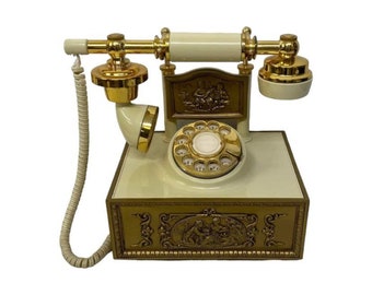 French Victorian Rotary Dial Telephone Electric Gold Old Fashioned Retro Vintage