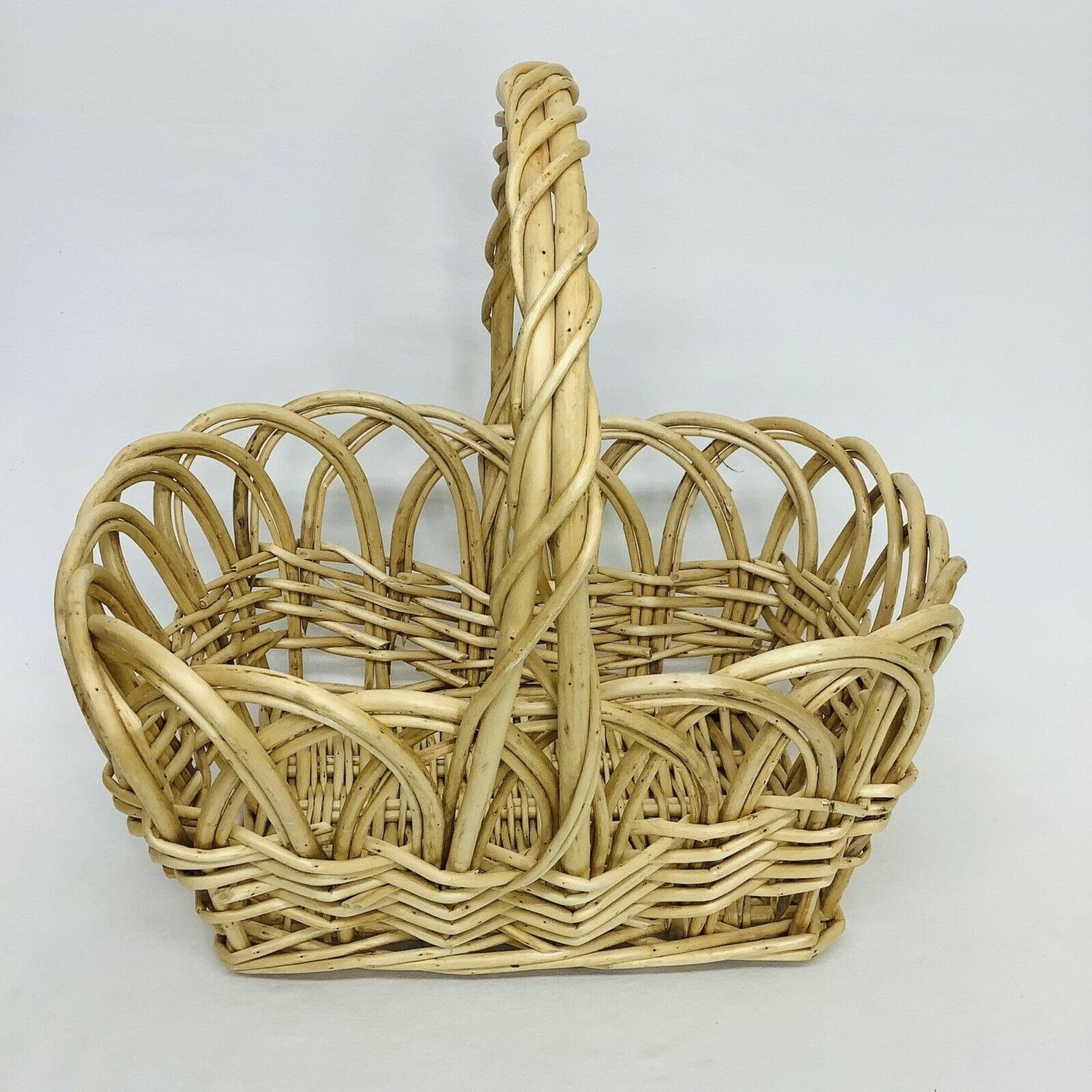 Vintage Wicker Rattan Woven Wood Flower Herb Gathering Basket Etsy