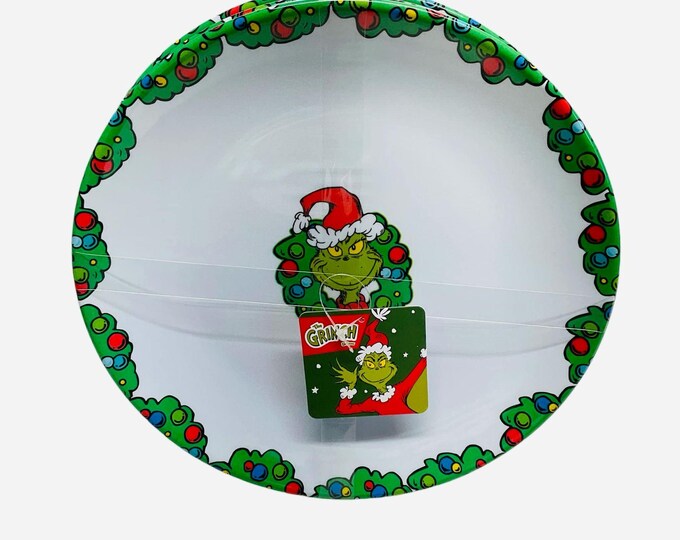 Dr Seuss the Grinch Christmas Wreath Dinner Plates Set of 4 Melamine ...