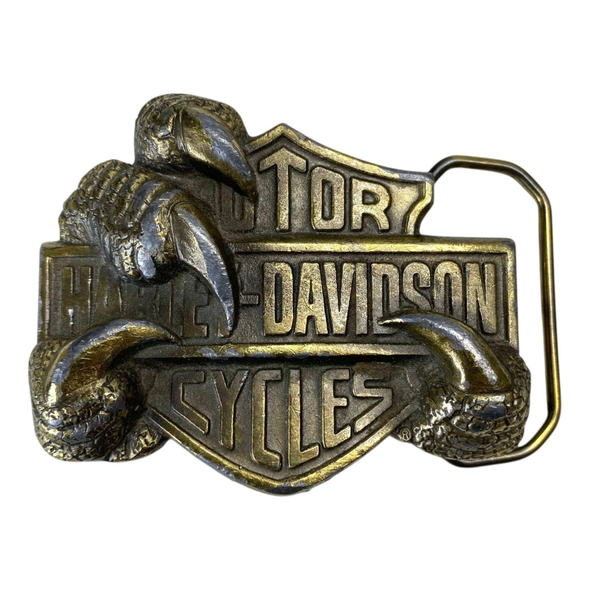 Harley Davidson Motorcycle Baron Shield Claw Belt Buckle Brass