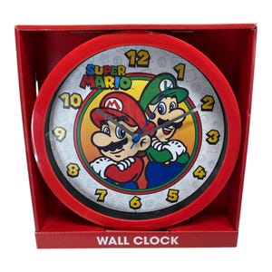 Nintendo Super Mario Luigi Okrągły Zegar Ścienny Analogowy Wyświetlacz Retro Game Room Decor