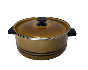 Vintage West Bend Brown Enameled Casserole Pot With Lid