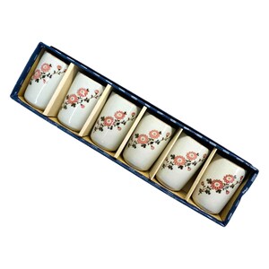 OMC Otagiri Japan Pink Floral Japanese Teacups Sake Cups 6PC Set MCM Vintage Tea Ceremony Elegant Tea Set